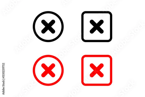 Fototapeta Cross Mark Icons Cancel, Close, Delete, Error, Stop 