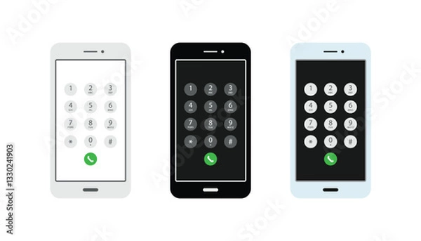 Fototapeta Phone call screen interface set. Accept button, reject button. Interface for incoming Call. New Call screen template.
