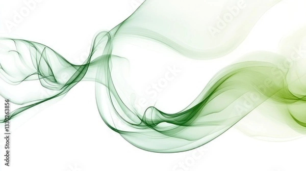 Fototapeta Green abstract swirls flowing across white