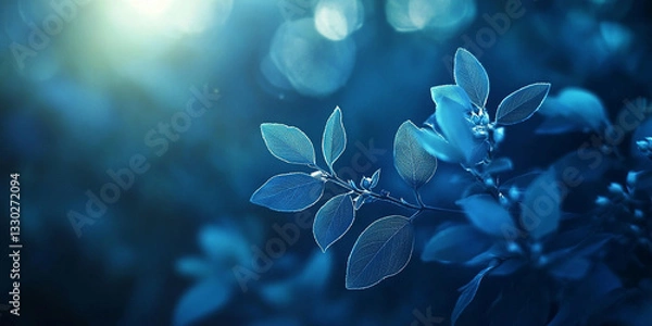 Obraz Blue leaves with light background