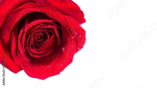 Fototapeta Red Rose close up isolated on white