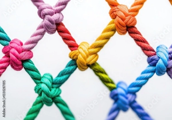 Obraz A colorful rope is connected to multiple strings, each string a different color