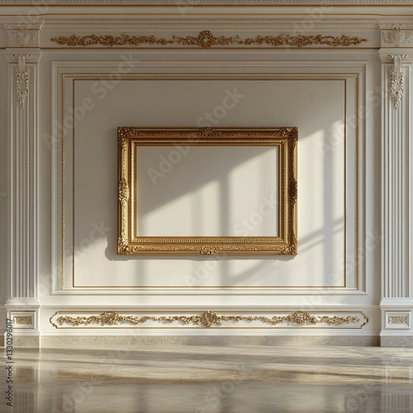 Fototapeta Elegant interior with ornate golden frame and architectural details