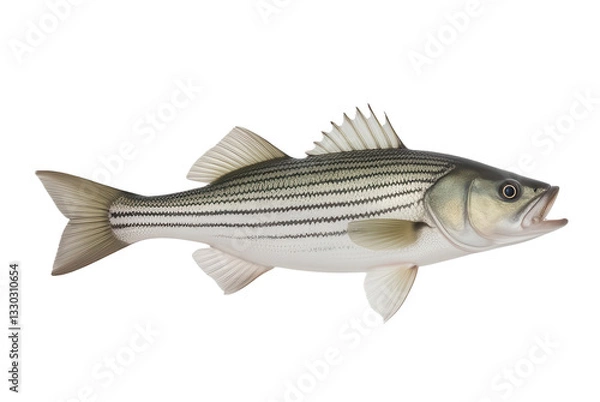 Obraz Striped Bass Swimming in Clear Water with Detailed Scales