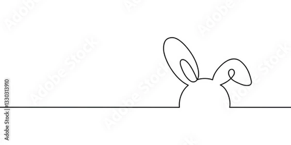 Fototapeta Easter bunny one line vector illustration. Continuous one line drawing of a rabbit on a white background.