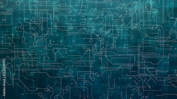 Obraz Abstract Teal Circuit Board Technology Background