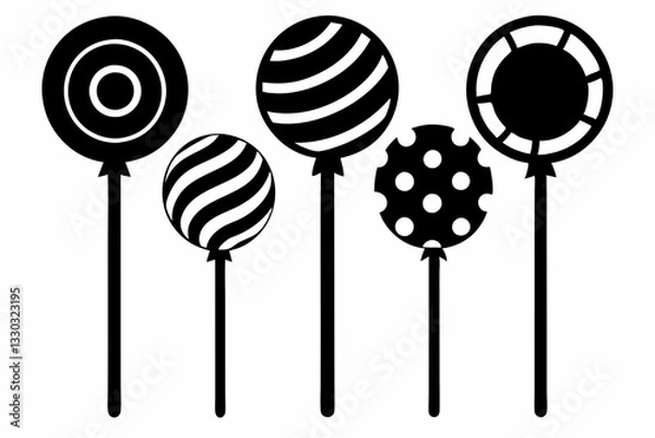 Obraz lollipop set line art silhouette vector illustration