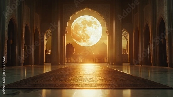 Fototapeta Mosque and moon. Ramadan  or  concept photo with copy space for next