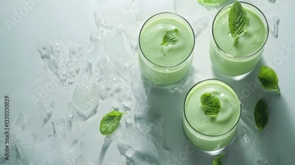 Fototapeta glasses of fresh smoothie on white background