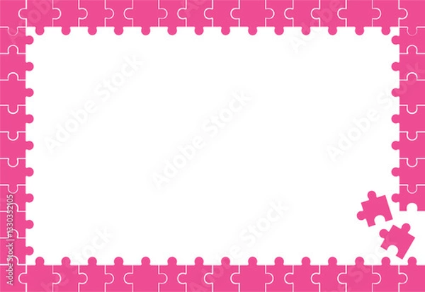 Fototapeta Abstract background pink puzzle frame with blank space. Rectangular shape