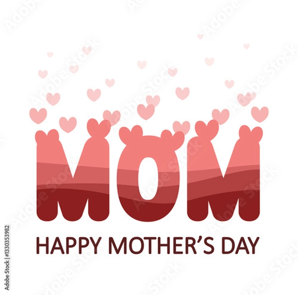Obraz MOM. The inscription with hearts. Happy Mother's Day. Vector illustration.
