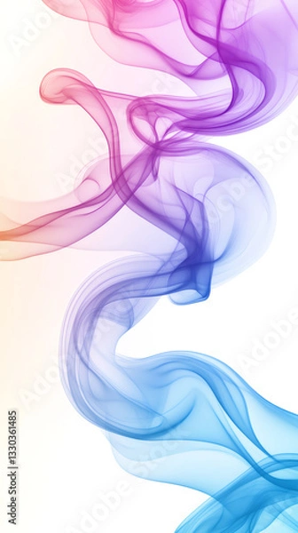 Fototapeta Colorful smoke is creating abstract and dynamic shapes with a gradient from pink to blue on a white background