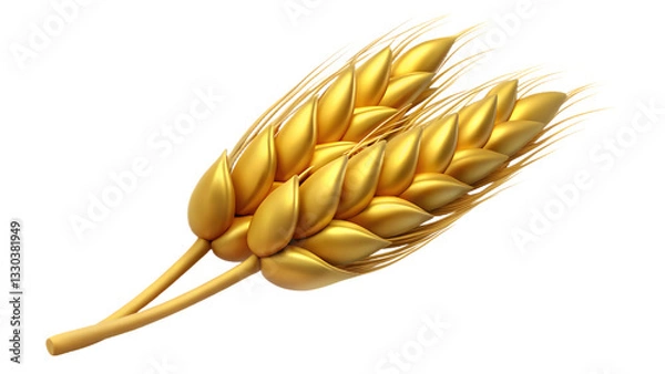Fototapeta Close up of golden wheat ears isolated