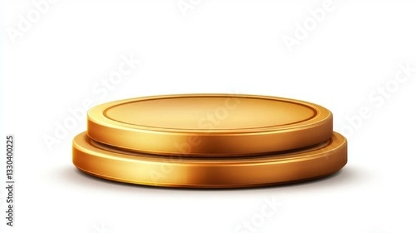 Fototapeta Golden Platforms for Product Display and Presentation on White Background