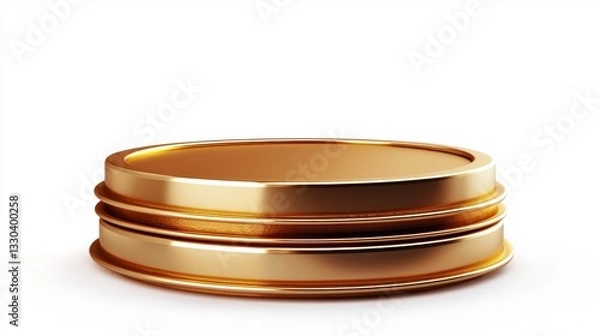 Fototapeta Golden Circular Object on White Background for Creative Use