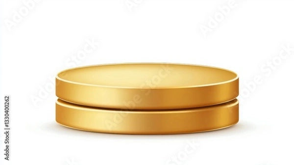 Fototapeta Two Smooth Golden Disks on a Clean White Background