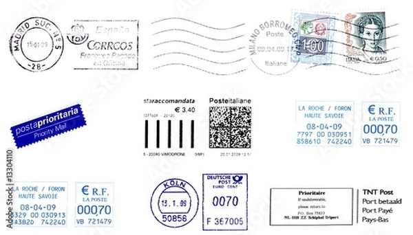 Obraz labels, stamp and postmark 2009
