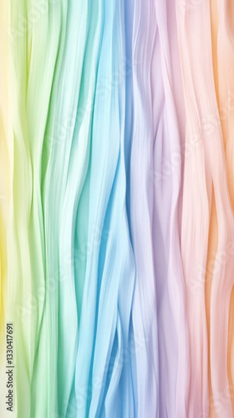 Fototapeta Colorful ribbons creating a wavy rainbow pattern, perfect for backgrounds and designs related to LGBTQ+ pride, fashion, or celebrations