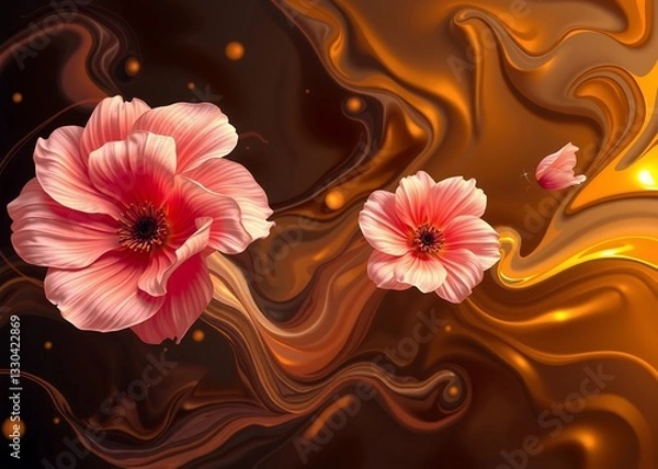 Obraz fluid abstract expressionism of blooming flowers