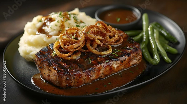 Obraz Steak dinner with mashed potatoes