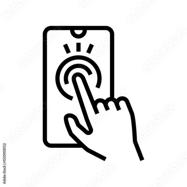 Fototapeta touchscreen hand interaction augmented reality line icon vector illustration
