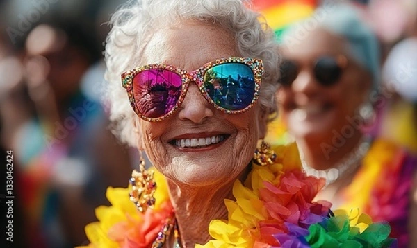 Fototapeta Celebrating pride and unity with LGBTQ elders at a vibrant parade event