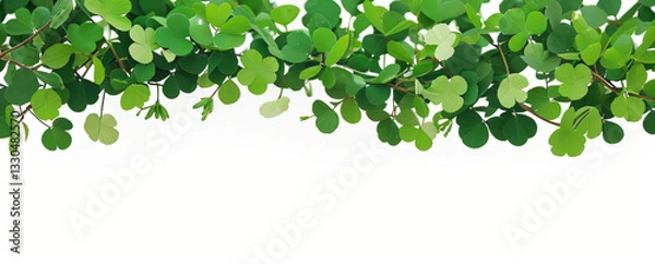 Fototapeta "Step into a world of luck and enchantment.  
Softly glowing shamrocks drift in a dreamy green ambiance,  
creating a magical and serene St. Patrick’s Day atmosphere."  
