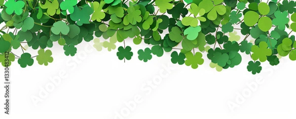 Fototapeta "Step into a world of luck and enchantment.  
Softly glowing shamrocks drift in a dreamy green ambiance,  
creating a magical and serene St. Patrick’s Day atmosphere."  
