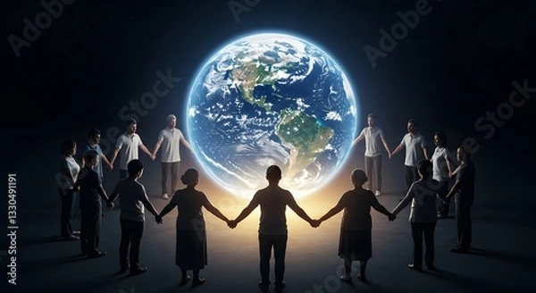 Fototapeta Global unity and connection symbolizing harmony and planetary well-being