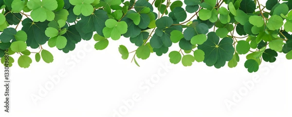 Fototapeta "Step into a world of luck and enchantment.  
Softly glowing shamrocks drift in a dreamy green ambiance,  
creating a magical and serene St. Patrick’s Day atmosphere."  
