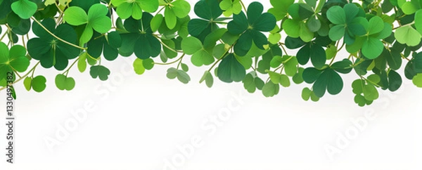 Fototapeta "Step into a world of luck and enchantment.  
Softly glowing shamrocks drift in a dreamy green ambiance,  
creating a magical and serene St. Patrick’s Day atmosphere."  
