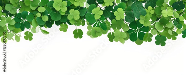 Fototapeta "Step into a world of luck and enchantment.  
Softly glowing shamrocks drift in a dreamy green ambiance,  
creating a magical and serene St. Patrick’s Day atmosphere."  
