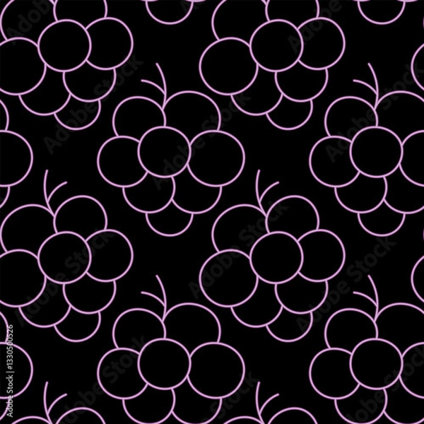 Fototapeta Seamless pattern with grapes in neon effect