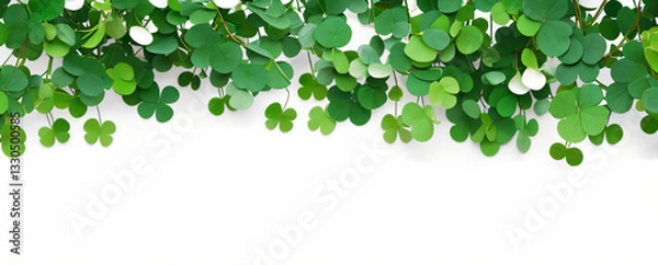 Fototapeta "Step into a world of luck and enchantment.  
Softly glowing shamrocks drift in a dreamy green ambiance,  
creating a magical and serene St. Patrick’s Day atmosphere."  
