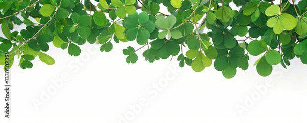 Fototapeta "Step into a world of luck and enchantment.  
Softly glowing shamrocks drift in a dreamy green ambiance,  
creating a magical and serene St. Patrick’s Day atmosphere."  
