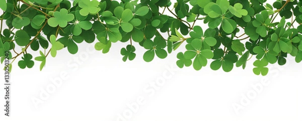 Fototapeta "Step into a world of luck and enchantment.  
Softly glowing shamrocks drift in a dreamy green ambiance,  
creating a magical and serene St. Patrick’s Day atmosphere."  
