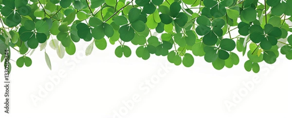 Fototapeta "Step into a world of luck and enchantment.  
Softly glowing shamrocks drift in a dreamy green ambiance,  
creating a magical and serene St. Patrick’s Day atmosphere."  
