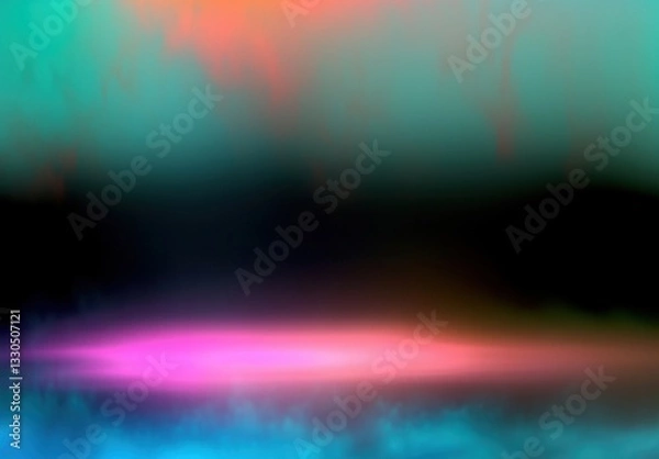Obraz Abstract smooth Gradient Composition with Vibrant Colors in Neon Hues pink, teal, and orange. Minimalist display podium background for modern tech presentations design, product showcase