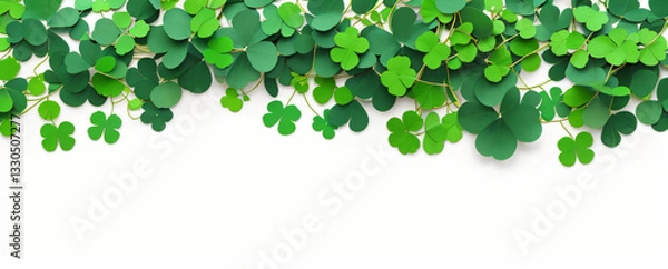Fototapeta "Step into a world of luck and enchantment.  
Softly glowing shamrocks drift in a dreamy green ambiance,  
creating a magical and serene St. Patrick’s Day atmosphere."  
