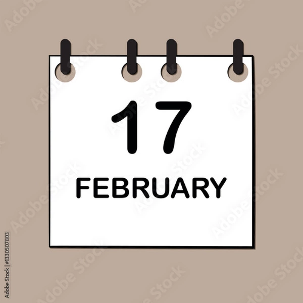 Fototapeta February 17. Daily Calendar icon for design. Simple design for business brochure, flyer, print media, advertisement. Easily editable.
