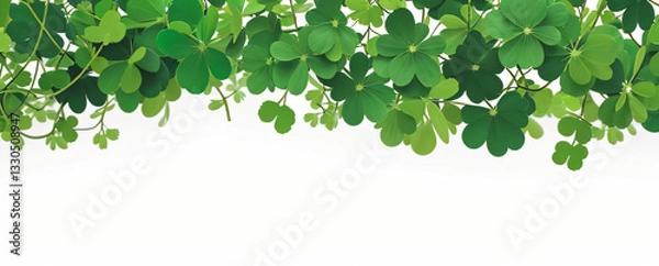 Fototapeta "Step into a world of luck and enchantment.  
Softly glowing shamrocks drift in a dreamy green ambiance,  
creating a magical and serene St. Patrick’s Day atmosphere."  

