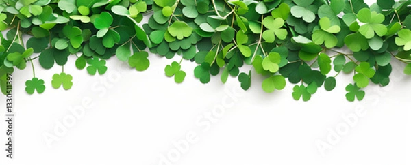 Fototapeta "Step into a world of luck and enchantment.  
Softly glowing shamrocks drift in a dreamy green ambiance,  
creating a magical and serene St. Patrick’s Day atmosphere."  
