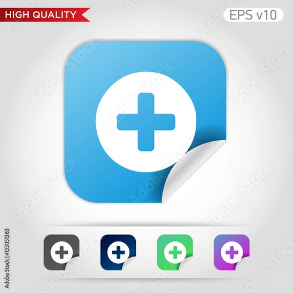 Fototapeta Colored icon of plus symbol with background
