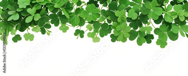 Fototapeta "Step into a world of luck and enchantment.  
Softly glowing shamrocks drift in a dreamy green ambiance,  
creating a magical and serene St. Patrick’s Day atmosphere."  
