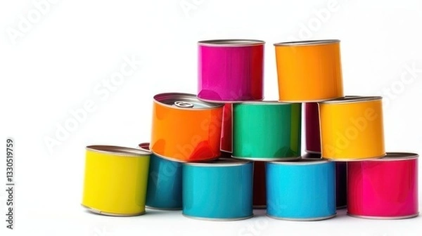 Obraz Colorful cans stacked in a pyramid
