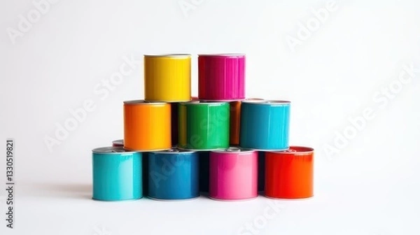 Obraz Colorful cans stacked in a pyramid shape