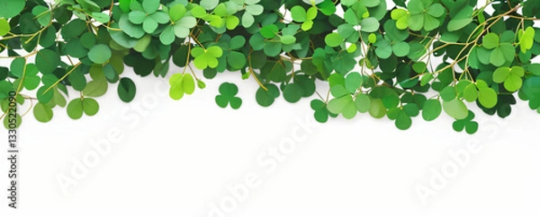 Fototapeta "Step into a world of luck and enchantment.  
Softly glowing shamrocks drift in a dreamy green ambiance,  
creating a magical and serene St. Patrick’s Day atmosphere."  
