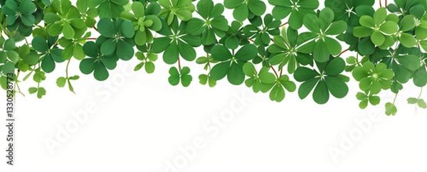 Fototapeta "Step into a world of luck and enchantment.  
Softly glowing shamrocks drift in a dreamy green ambiance,  
creating a magical and serene St. Patrick’s Day atmosphere."  
