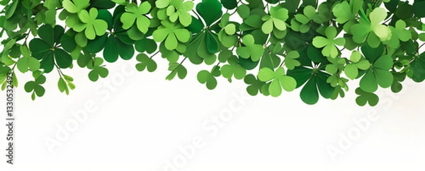 Fototapeta "Step into a world of luck and enchantment.  
Softly glowing shamrocks drift in a dreamy green ambiance,  
creating a magical and serene St. Patrick’s Day atmosphere."  
