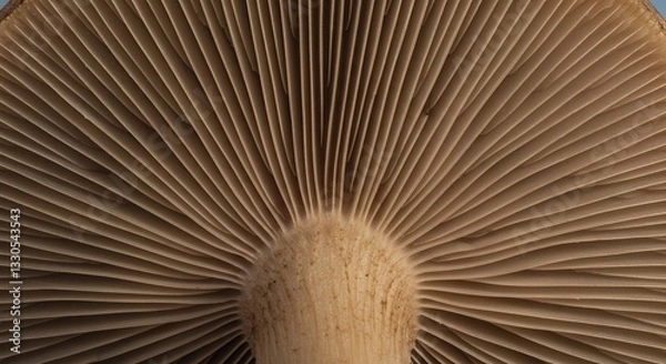 Fototapeta Mushroom Gills Close Up Detailed View Macro Fungi Texture Pattern